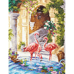 64-02 Набор для вышивания 'Чудесная игла' 'Розовые фламинго', 30*39 см