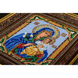 В171 Набор для вышивания бисером 'Кроше' 'Богородица Неувядаемый Цвет', 20x24 см
