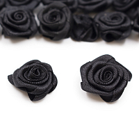 Цветы пришивные атласные 'Роза' 1,9 см (030 черный)