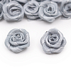 Цветы пришивные атласные 'Роза' 1,5 см серебристо-серый