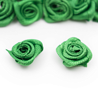 Цветы пришивные атласные 'Роза' 1,5 см (зеленый)