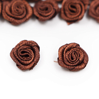 Цветы пришивные атласные 'Роза' 1,1 см (869 коричневый)