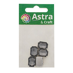 ПЦ015НН1014 Хрустальные стразы в цапах прямоугольные (серебро) серый 10*14мм, 5шт/упак Astra&Craft