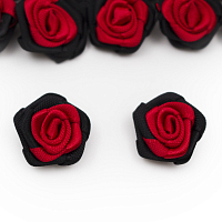 Цветы пришивные двухцветные 'Роза' 1,5 см (250/030 красный/черный)