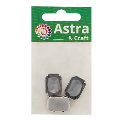 ПЦ015НН1318 Хрустальные стразы в цапах прямоугольные (серебро) серый 13*18 мм, 3 шт/упак Astra&Craft