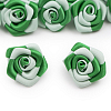 Цветы пришивные двухцветные 'Роза' 2,5 см 552/513 зеленый/св.зеленый
