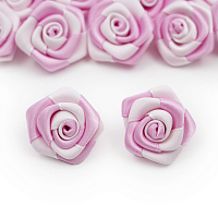 Цветы пришивные двухцветные 'Роза' 2,5 см (148/029 св.розовый/белый)