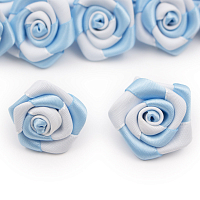 Цветы пришивные двухцветные 'Роза' 2,5 см (311/029 св.голубой/белый)