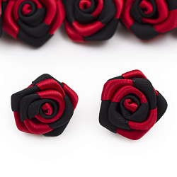 Цветы пришивные двухцветные 'Роза' 2,5 см (250/030 красный/черный)