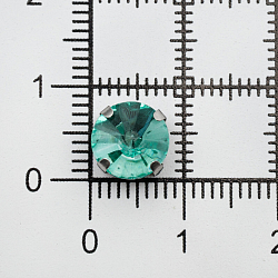 РЦ035НН8 Хрустальные стразы круглой формы в цапах 'риволи', бирюзовый, 8 мм, 10 шт.