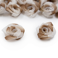 Цветы пришивные органза 'Роза' 2,5 см (коричневый)