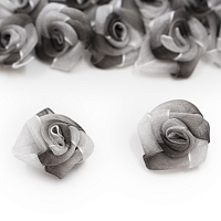 Цветы пришивные органза 'Роза' 2,5 см (серый)