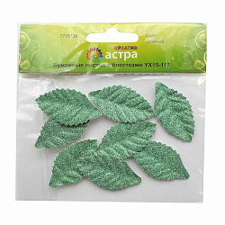 YX15-117 Бумажные листья с блестками, 3,8*2 см, упак./8 шт., Astra&Craft