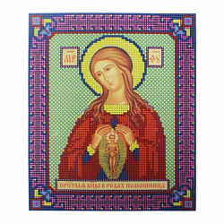 9041 Рисунок на ткани для вышивки бисером Nitex 'Богородица 'В родах помощница'', 17*22 см