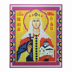 9052 Рисунок на ткани для вышивки бисером Nitex 'Святая Равноапостольная Княгиня Ольга', 10,5*12 см