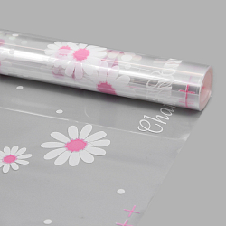Пленка прозрачная двухцветная с рисунком Ромашка бело-розовая 70см*9,14м +/- 5%