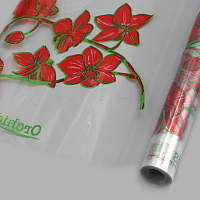 Пленка прозрачная с рисунком Орхидея красная 70см*9,14м +/- 5%