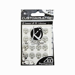 KS-C-METAL019AR Термоклеевые стразы металлик Череп, серебро, 12х10мм, 16шт Ki Sign