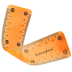 DV-7258 Набор геометрический 3 предмета мягкий пластик (линейка 15 см+ транспортир+ треугольник), оранжевый