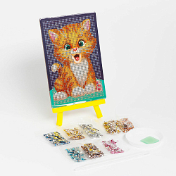 5094453 Алмазная мозаика для детей 'Милый котик' + емкость, стержень с клеевой подушечкой