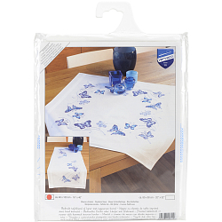 PN-0145088 Набор для вышивания скатерти Vervaco 'Синие бабочки' 80x80см