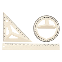 DV-1655 Набор геометрический (линейка + треугольник + транспортир) (белый)