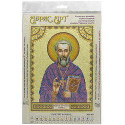 ACK-071 Схема для вышивки иконы бисером на натуральном художественном холсте 'Святой Леонид' 17*23см