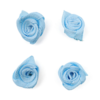 Цветы пришивные атласные 'Роза' 1,5 см, 4шт (насыщенный голубой)