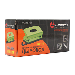 LAMARK148 Дырокол Mettallic 10 л., с линейкой, светло-зеленый