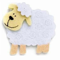 67101366 Овца из фетра, 6шт, 4,5x4см, цвет: белый, Glorex