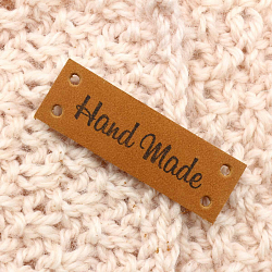 Набор кожаных бирок пришивных 'Hand Made' 1,4*4см, цв. коричн., уп.8шт