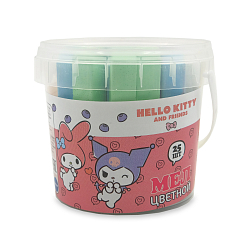 72005 Мелки цветные для письма и рисования 'Hello Kitty&friends', 25 шт в ведерке, Centrum