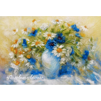 Набор для валяния (живопись цветной шерстью) 'Полевые цветы' 18,5х25 см, без рамы