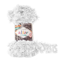 Пряжа Alize 'Puffy Fur' 100гр. 6м. (100% полиэстер) (6100 белый)