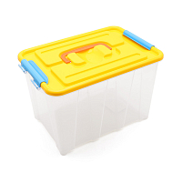 Контейнер для хранения пластмассовый с крышкой и ручками 6л, 285*190*180 мм (желтый)