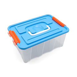 Контейнер для хранения пластмассовый с крышкой и ручками 4л, 285*190*120 мм (голубой)