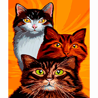 S008 - Набор для рисования по номерам 'Трио котов', 40*50 см, Cristyle