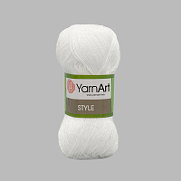 Пряжа YarnArt 'Style' 50гр 185м (67% хлопок, 33% вискоза) (650 белый)