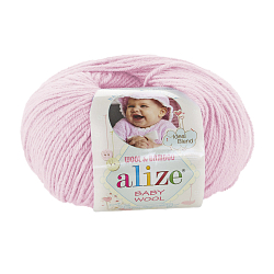 Пряжа ALIZE 'Baby wool' 50гр. 175м. (20% бамбук, 40% шерсть, 40% акрил) ТУ (185 пастельно-розовый)