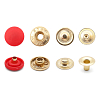 Кнопка Альфа (S-образная) 15мм шляпка пластик + ответные части металл (уп.~720шт) NEW STAR 148 красный + ответные части золото