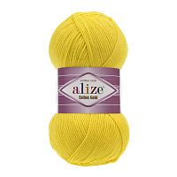 Пряжа ALIZE 'Cotton gold' 100гр. 330м. (55% хлопок, 45% акрил) ТУ (110 желтый)