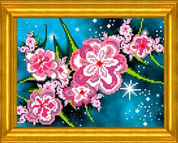 КБЦ-4019 Канва с рисунком для бисера 'Небесные цветы', А4