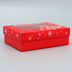 9671293 Коробка подарочная 'С Новым годом', красная, 16,5*12,5*5см