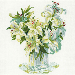 1169 Набор для вышивания Риолис 'Белые лилии', 45*45 см
