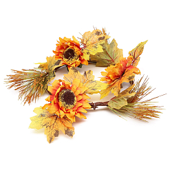 XY22-841 Венок из подсолнуха, сосновой ветки и кленовых листьев, d25см