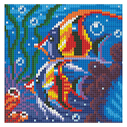 АЖ-1364 Картина стразами 'Алмазная живопись' 'Обитатели рифа', 15*15 см