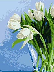 EX5019 Набор для раскрашивания по номерам 'Белые тюльпаны', 30*40см