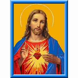 КБИ-4015 Канва с рисунком для бисера 'Святое сердце Иисуса', А4