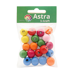 4AR399-5 Бусины деревянные, цветной микс, круглые, 14мм, 18гр, 20(+/-2)шт/упак, Astra&Craft
