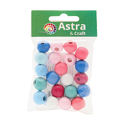 4AR399-5 Бусины деревянные, цветной микс, круглые, 14мм, 18гр, 20(+/-2)шт/упак, Astra&Craft